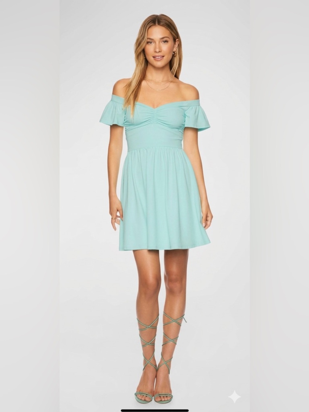 Susana Monaco Revolve Off Shoulder Mini Dress Spearmint Green Sz M